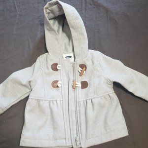 Pea Coat Fancy Button Up Lined Zipper Closure Old Navy 3-6 Month Grey